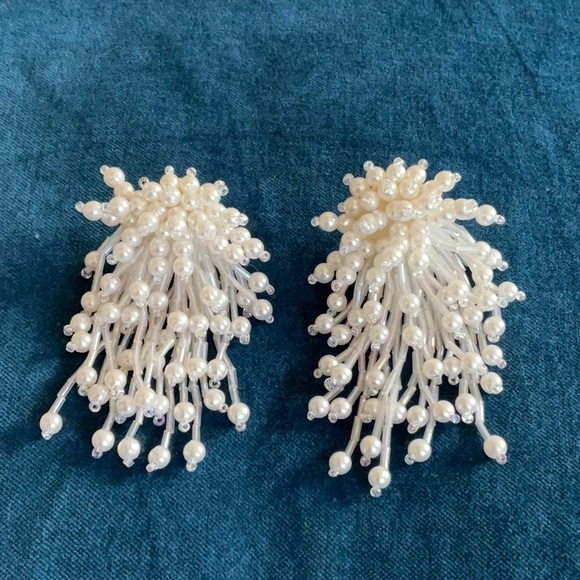 90s Vintage pearl burst earrings - Picture 5 of 8